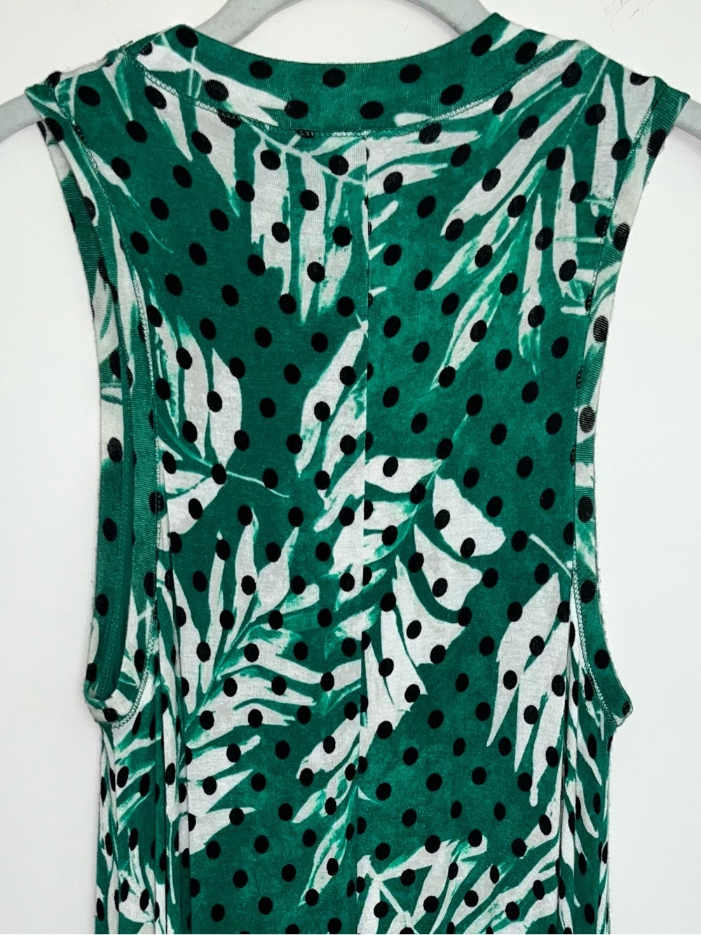 Maeve Anthropologie Caye Swing Midi Dress Sleeveless Green Palm Polka Dot M - Picture 9 of 12